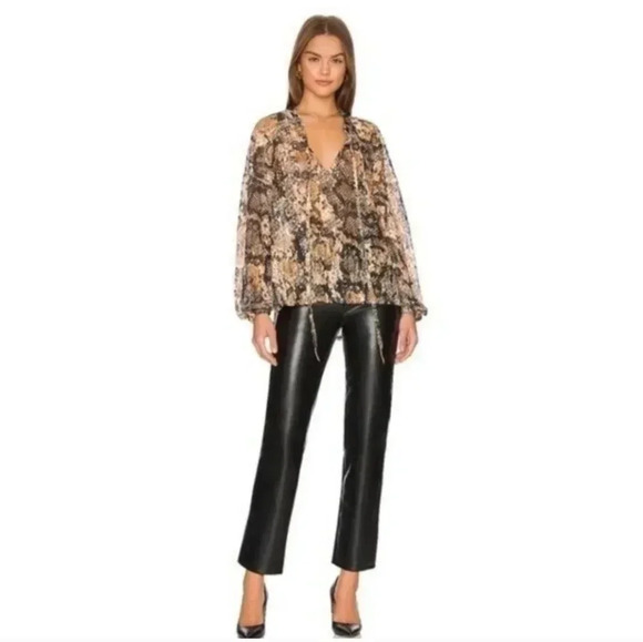 Free People Out For The Night Snake Combo Semi Sheer Blouse(XS)NWT - Picture 1 of 13